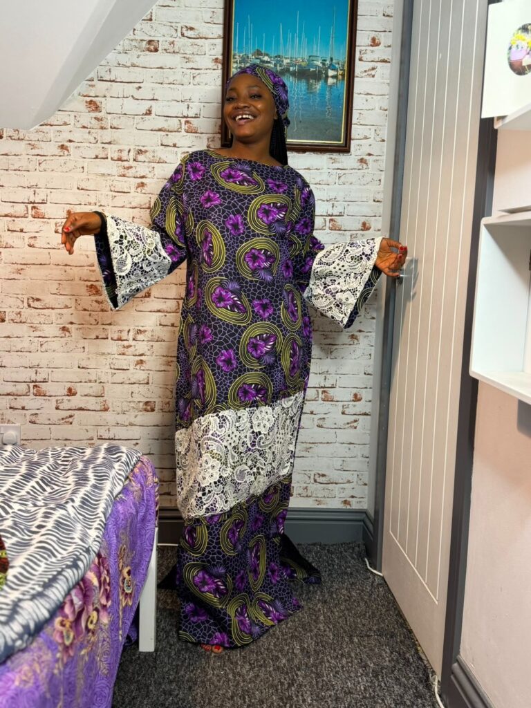 Amethyst Lace Trim Boubou Maxi Dress