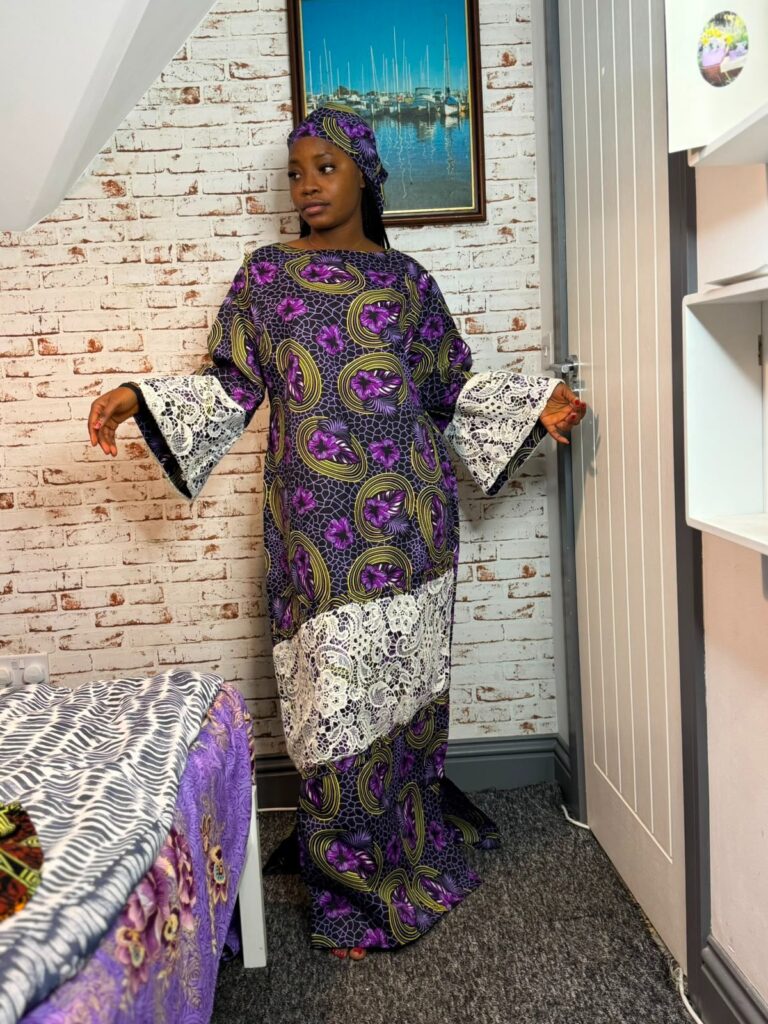 Amethyst Lace Trim Boubou Maxi Dress