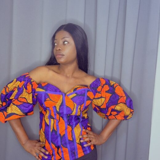 Aster Ankara Puff-Sleeve Top