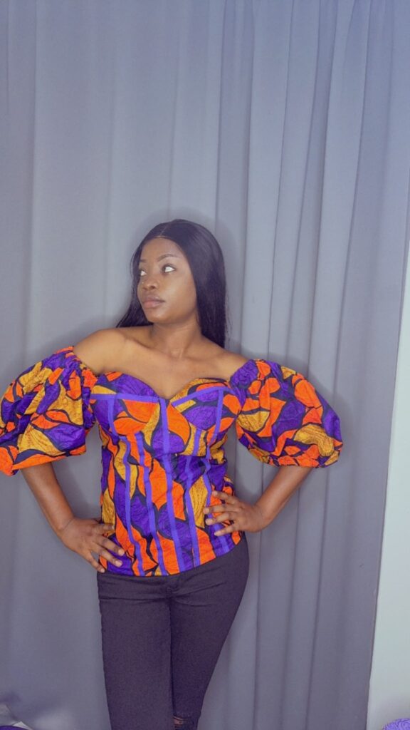 Aster Ankara Puff-Sleeve Top