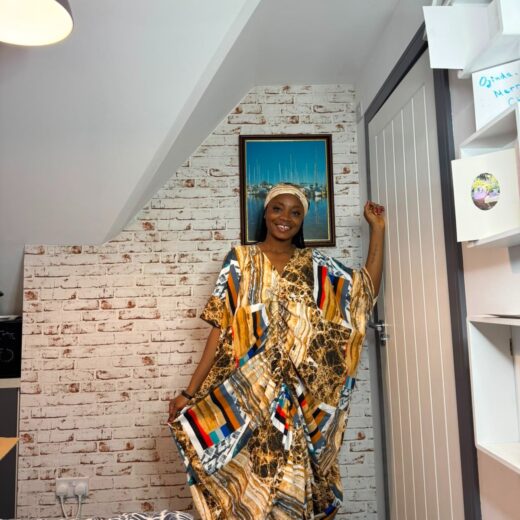 Gilded Mosaic Draped Boubou Kaftan Dress