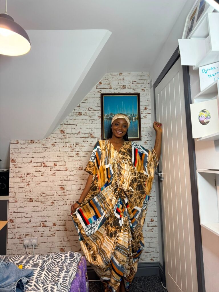 Gilded Mosaic Draped Boubou Kaftan Dress
