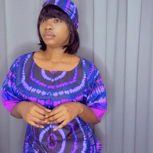Indigo Aura Batik Top and Headwrap Set
