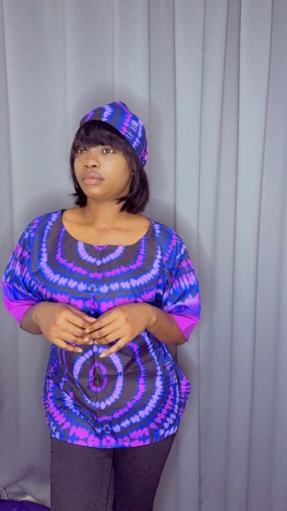 Indigo Aura Batik Top and Headwrap Set