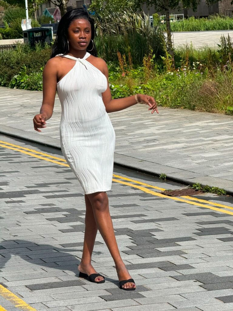 Ivory Ribbed Halter Midi Dress