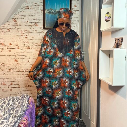Noir Bloom Boubou Kaftan Dress
