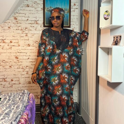 Noir Starburst Boubou Kaftan Dress