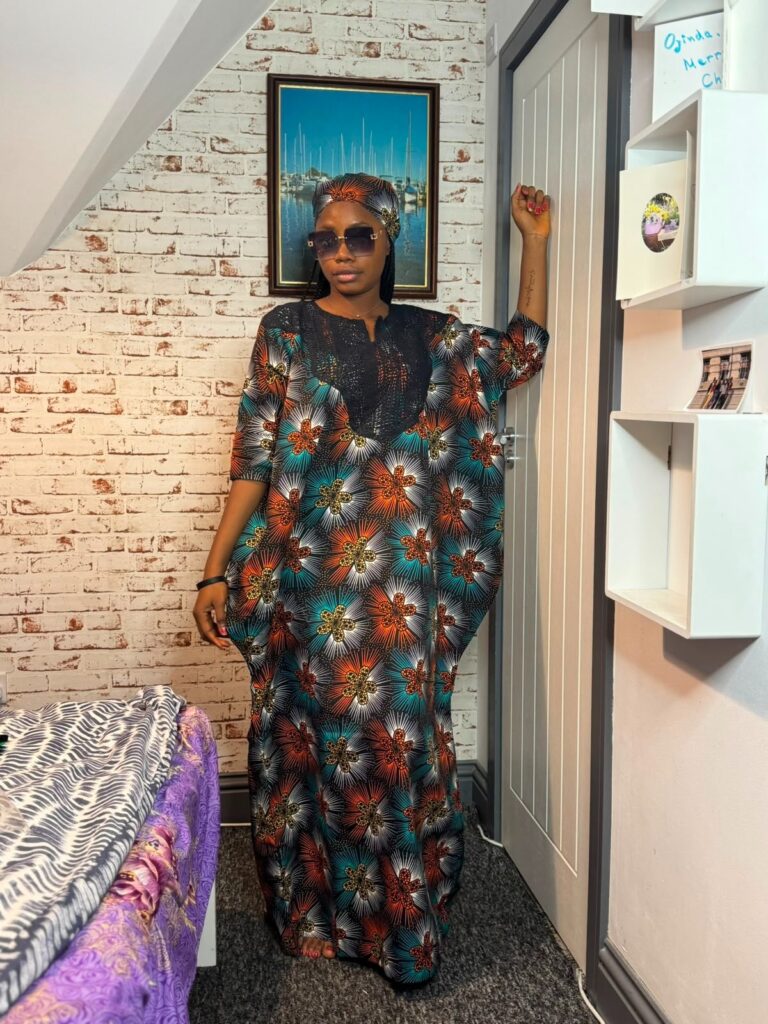 Noir Starburst Boubou Kaftan Dress