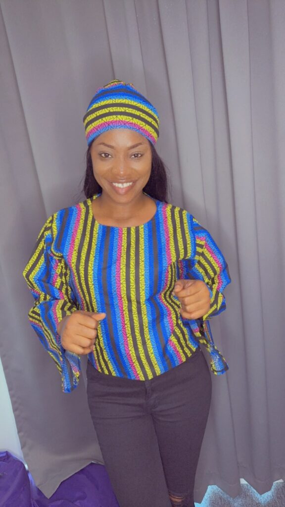 Rainbow Stripe Ankara Top and Headwrap Set