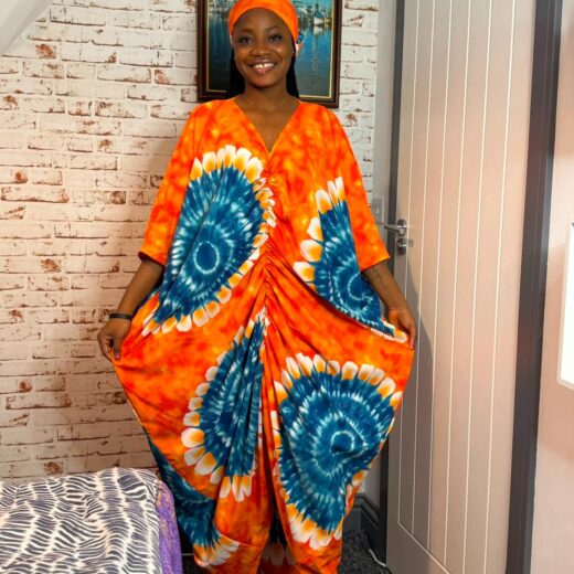 Sunset Azure Tie-Dye Boubou Kaftan Dress